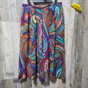 Michele Vintage Union Made Multicolor Midi Skirt 13/14 FLAWED Boho Colorful